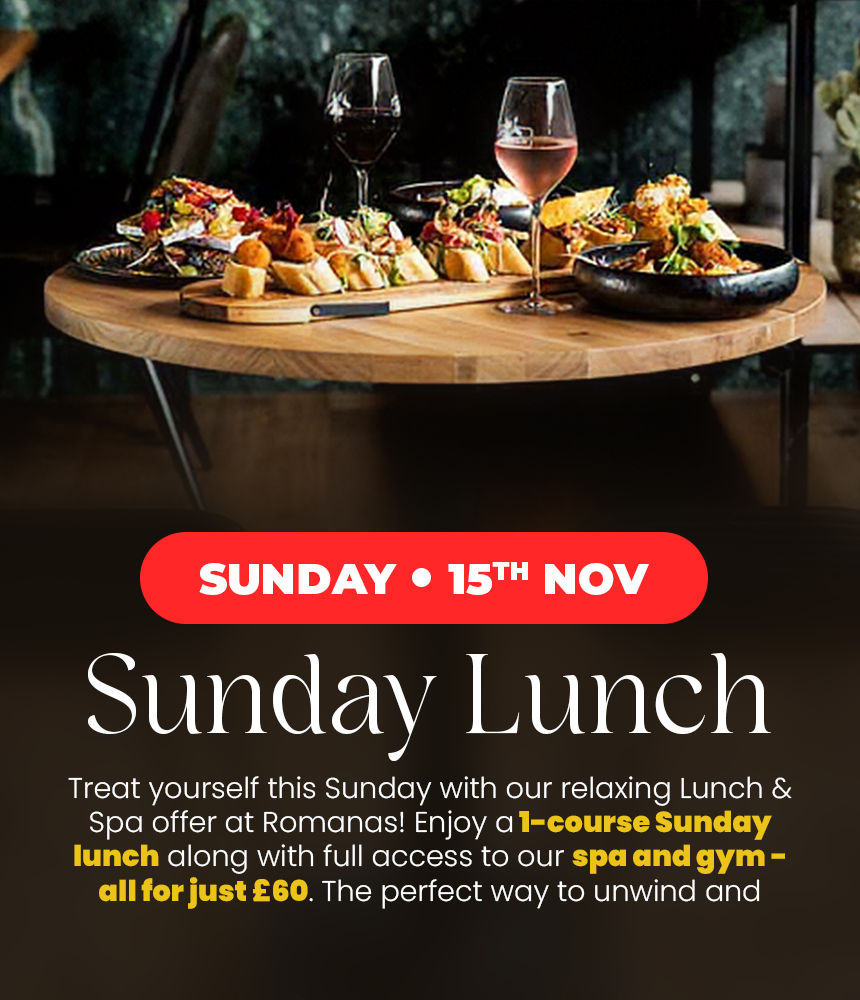 Lunch‑day special at Tre‑Ysgawen Hall featuring main course, salad and drink.