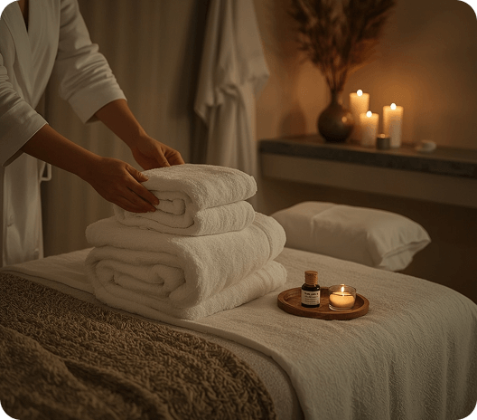 Fresh towels prepared in spa