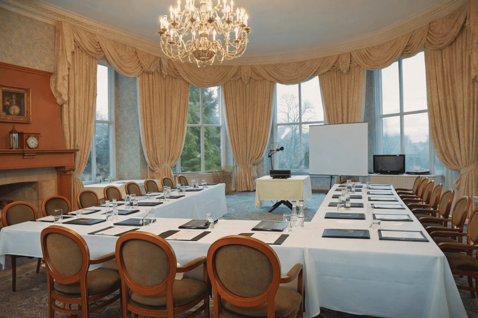 Meeting room setup at Treysgawen Hall for conferences and corporate events