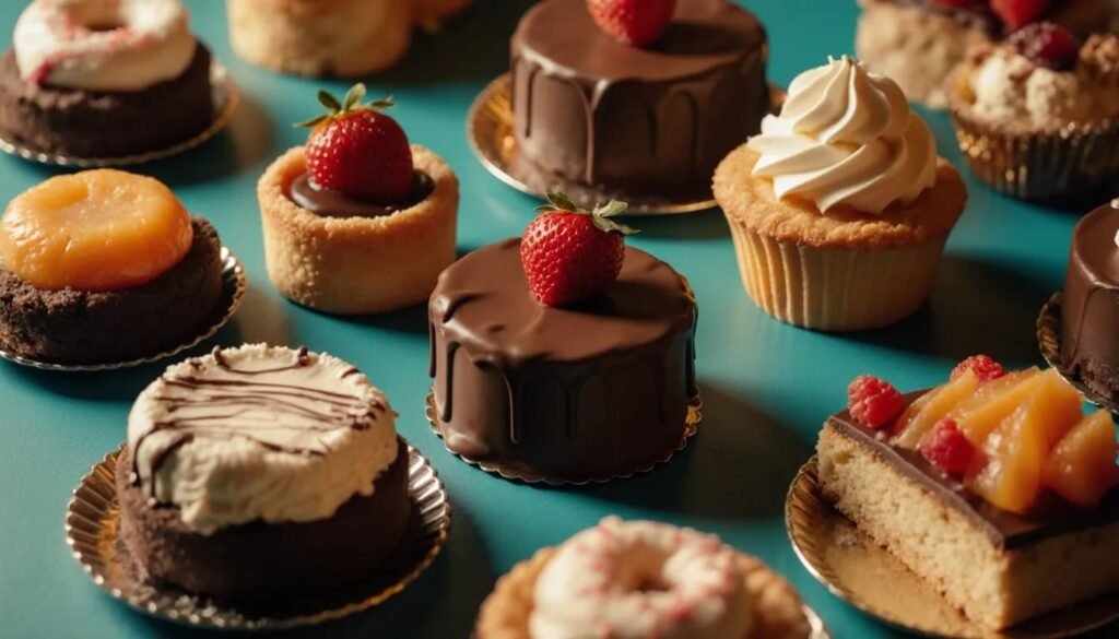 Fresh scones on a glass stand with strawberries, ready to serve with cream and jam.