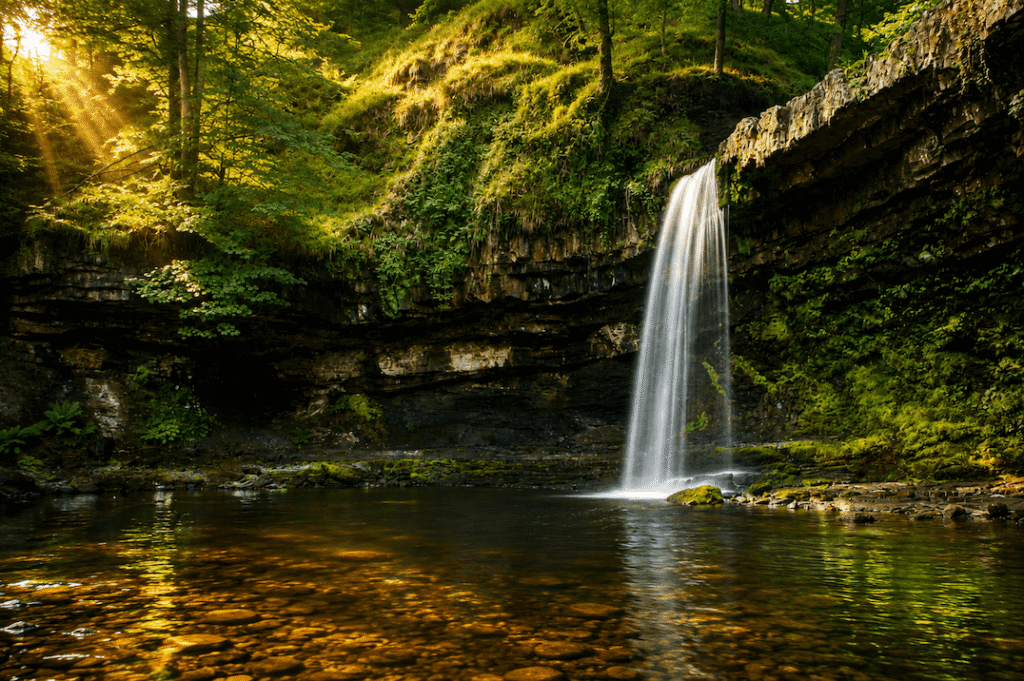 Sunset over the hills of the Brecon Beacons in Wales