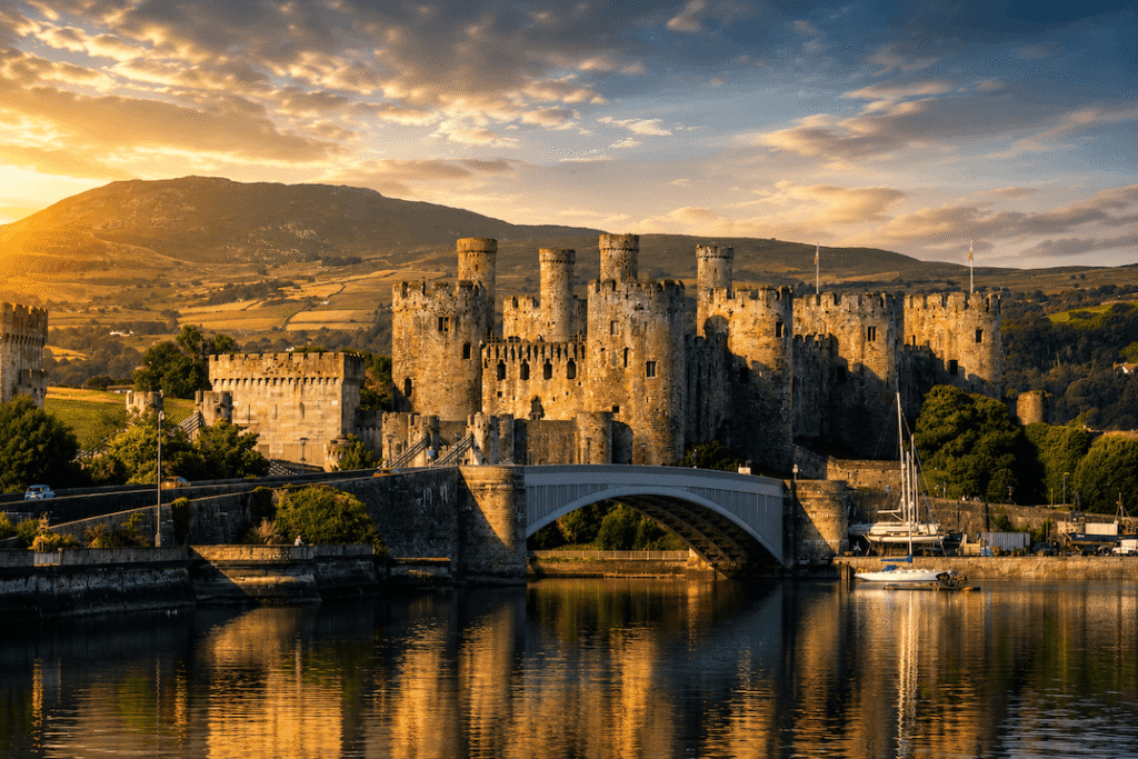 Conwy Castle beside the water in North Wales