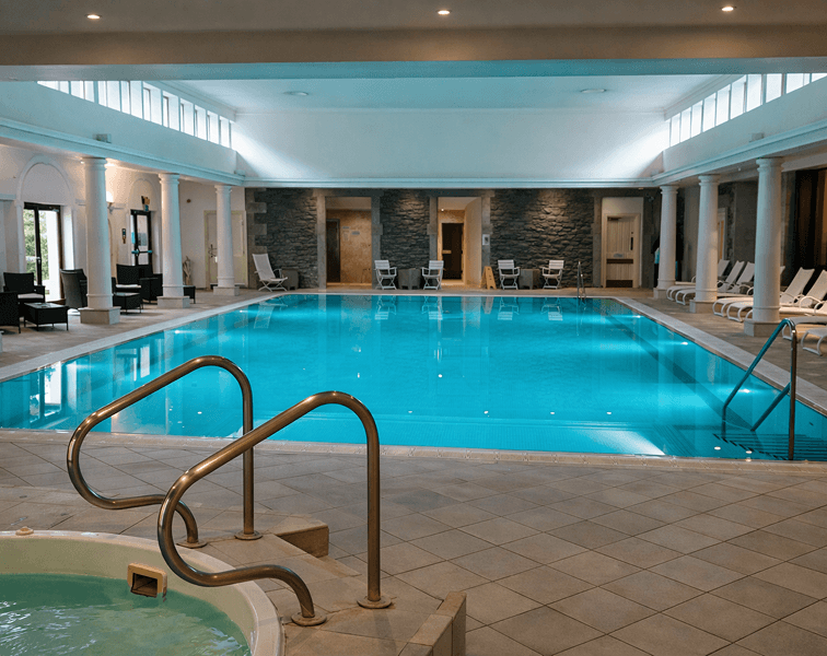Indoor swimming pool at Tre-Ysgawen Hall Spa in Anglesey