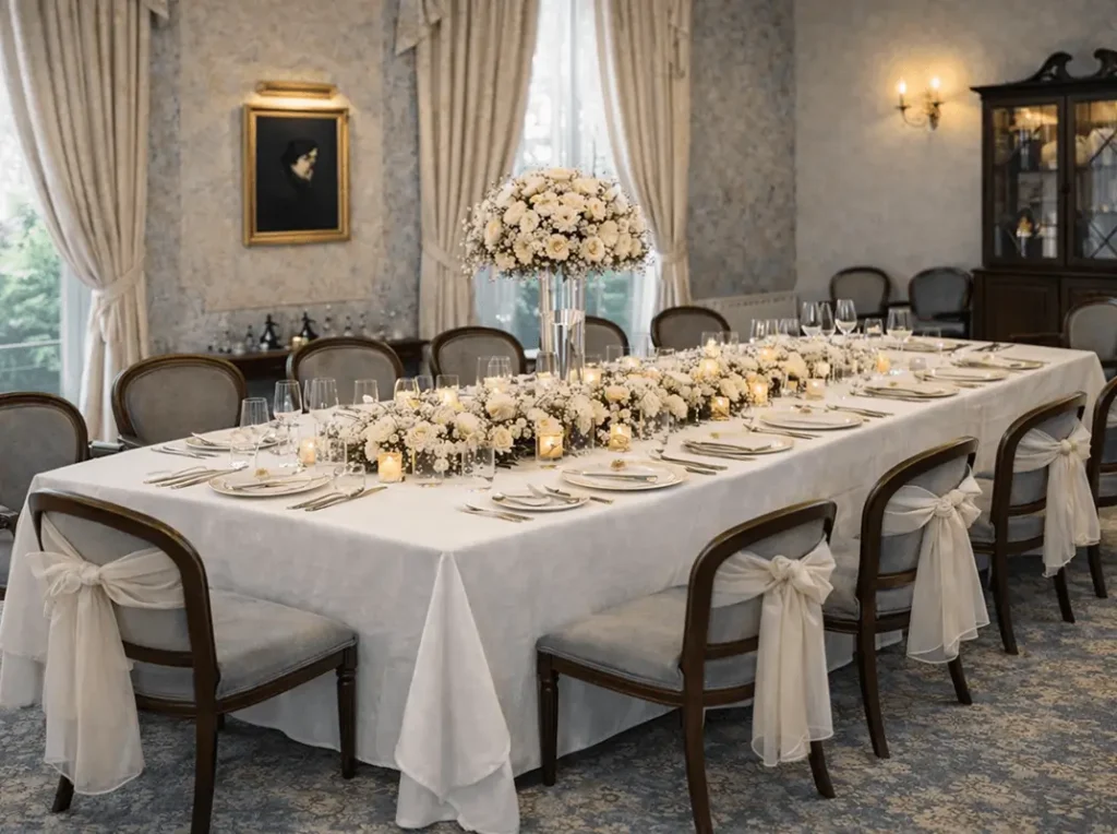 Private event dining room at Tre-Ysgawen Hall in Anglesey